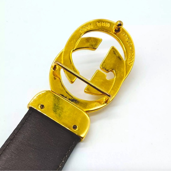 Gucci Interlocking GG Black Leather Belt size 2 US - Picture 5 of 8